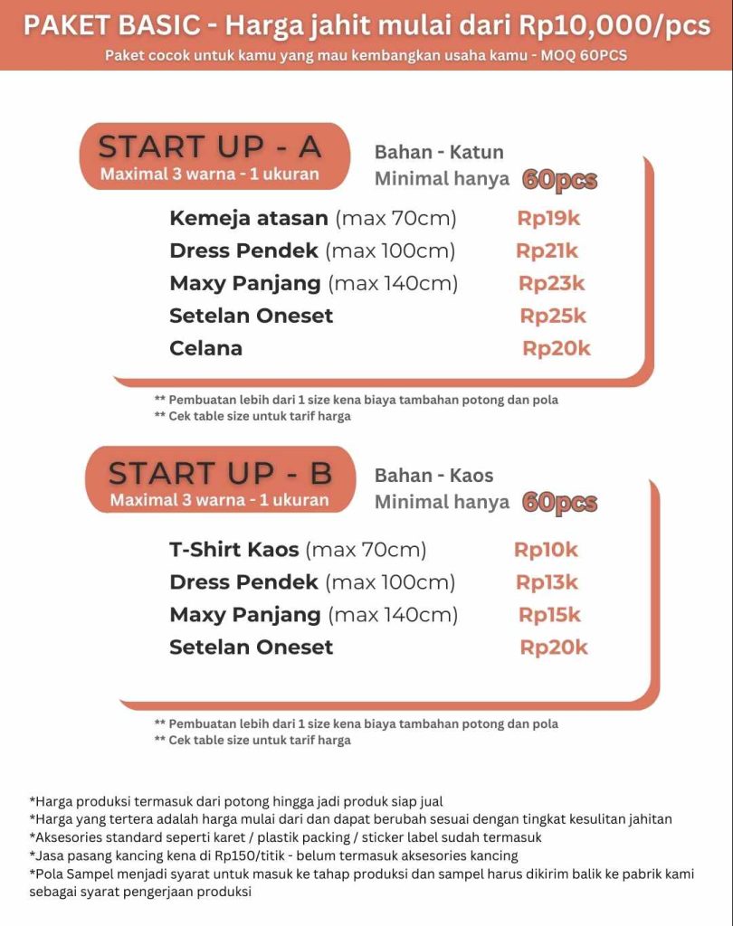 Jasa CMT / Maklon / Jasa FOB / OEM / Konveksi / Jasa Jahit