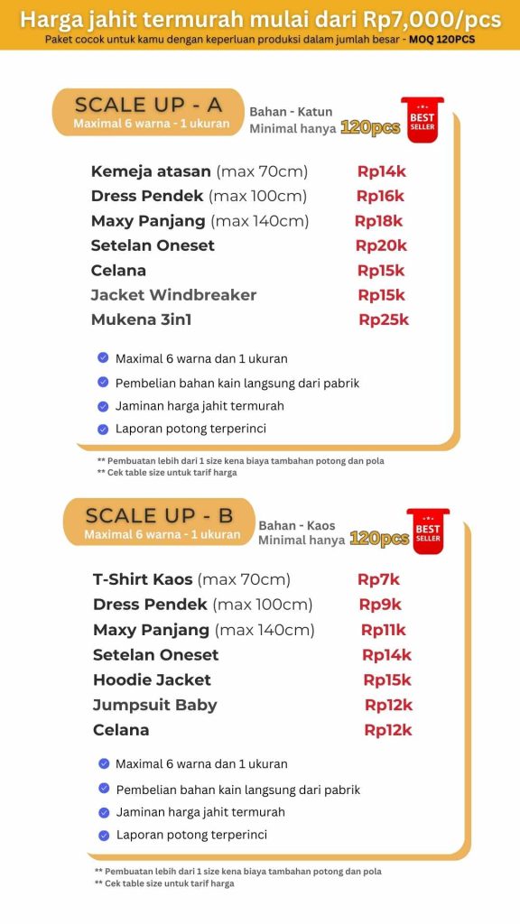 Jasa CMT / Maklon / Jasa FOB / OEM / Konveksi / Jasa Jahit